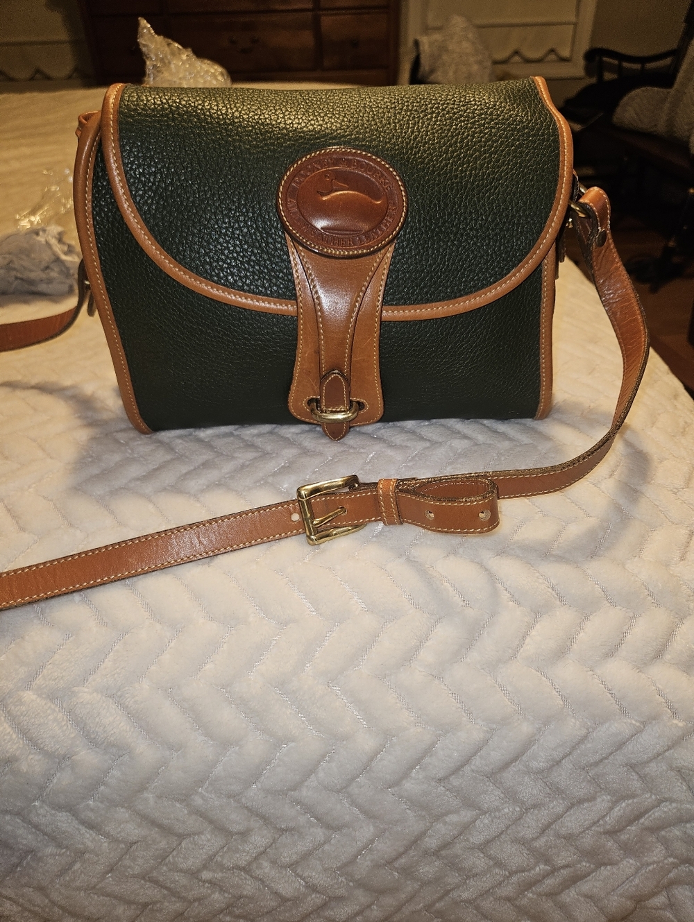 Vintage Dooney & Bourke Dark Green Crossbody Bag
